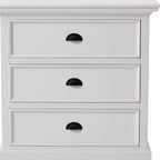 Classic White Large Three Drawer Nightstand