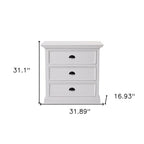Classic White Large Three Drawer Nightstand