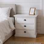 Classic White Large Three Drawer Nightstand