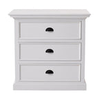 Classic White Large Three Drawer Nightstand