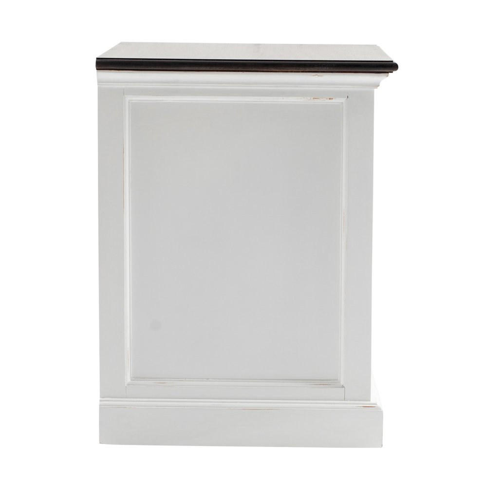 24" White and Brown Three Drawer Wood Nightstand