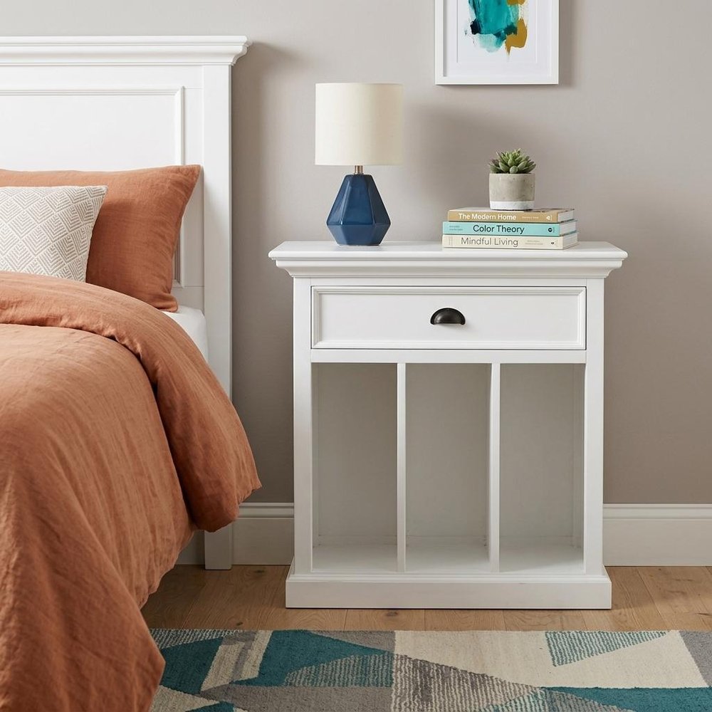 31" White Solid and Manufactured Wood Nightstand