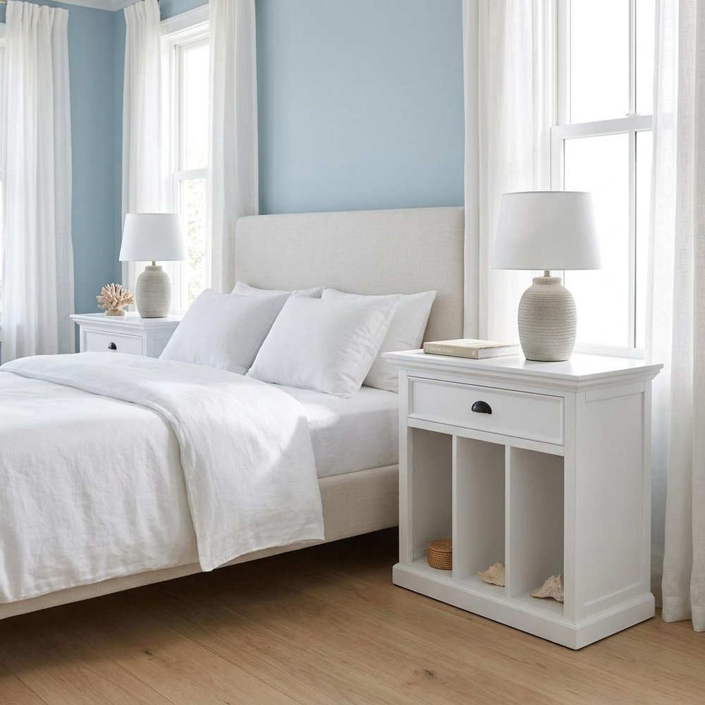 31" White Solid and Manufactured Wood Nightstand