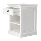 24" White Solid Wood Distressed One Drawer Nightstand