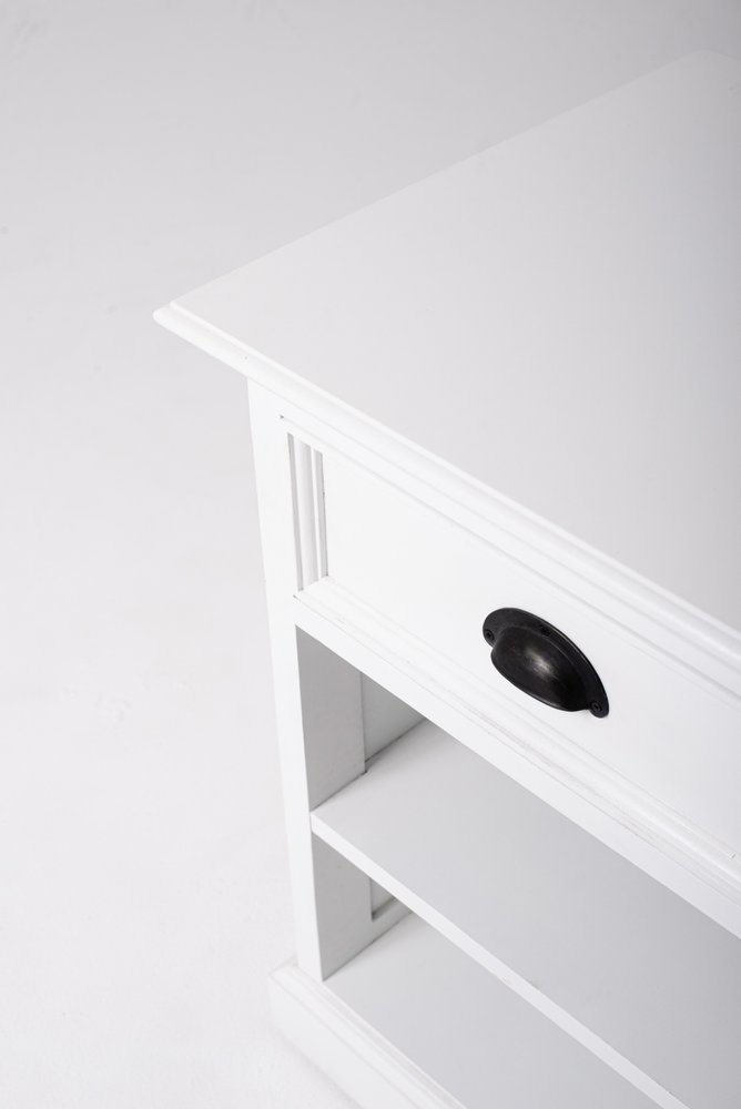 24" White Solid Wood Distressed One Drawer Nightstand