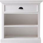 Classic White Large Nightstand With Shelves