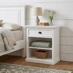 Classic White Large Nightstand With Shelves