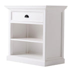 Classic White Large Nightstand With Shelves
