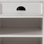 Distressed White and Deep Brown Nightstand With Shelves