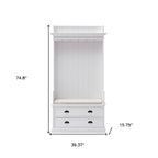 Classic White Entryway Coat Rack and Bench with Drawers