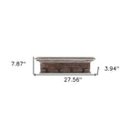 28" Brown Solid Wood Four Hook Wall Mount Coat Rack