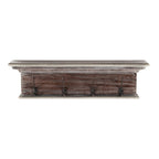 28" Brown Solid Wood Four Hook Wall Mount Coat Rack