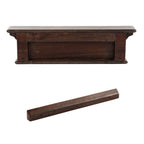 28" Brown Solid Wood Four Hook Wall Mount Coat Rack