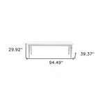 94" White Solid Wood Dining Table