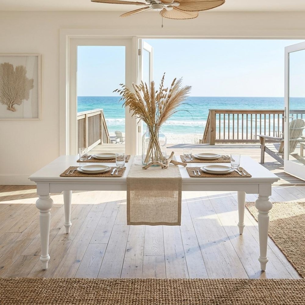 94" White Solid Wood Dining Table
