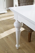 94" White Solid Wood Dining Table