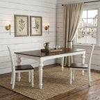 94" Dark Brown And White Solid Wood Dining Table