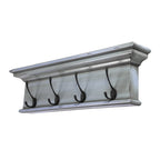 28" Black And Blue Solid Wood Four Hook Wall Mount Coat Rack