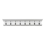 51" White Solid Wood Eight Hook Wall Mount Coat Rack