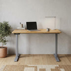 48" Adjustable Brown and Gray Stainless Steel Computer Desk