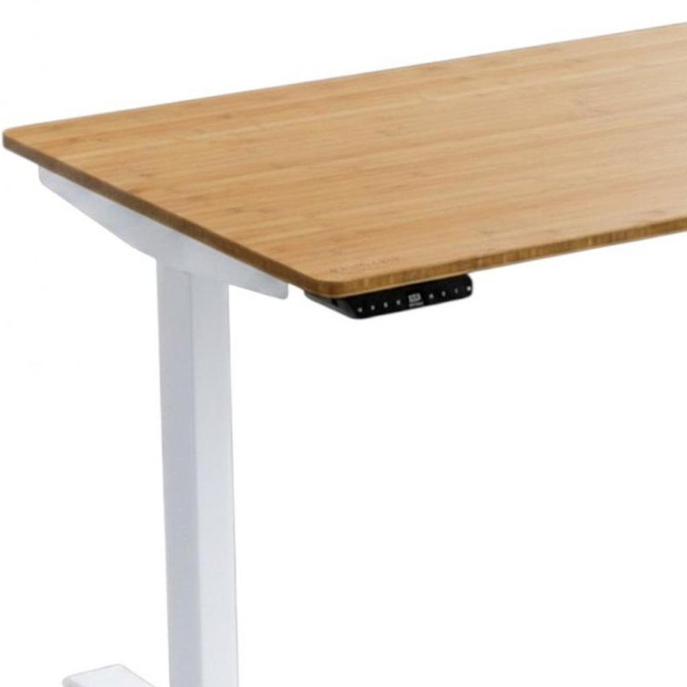 48" Adjustable Brown and White Stainless Steel Computer Desk