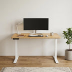 48" Adjustable Brown and White Stainless Steel Computer Desk