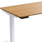 60" Adjustable Brown and White Stainless Steel Computer Desk
