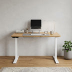 60" Adjustable Brown and White Stainless Steel Computer Desk