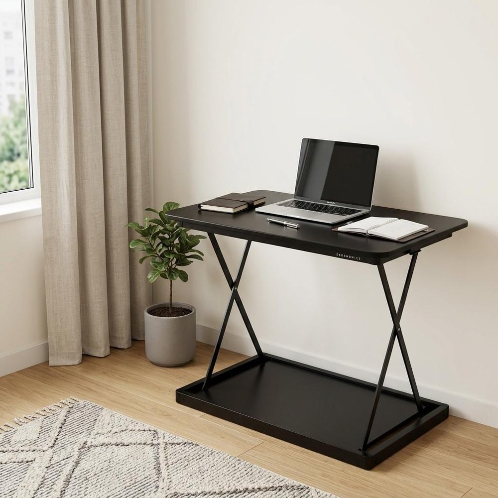 28" Adjustable Black Stainless Steel Standing Desk Converter