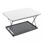 28" Adjustable White and Silver Stainless Steel Standing Desk Converter
