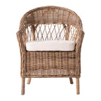 Set of Two Gray Brown Semi Circle Back Wicker Chairs with Seat Cushions