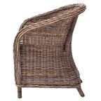Set of Two Round Wicker Club Armchairs with Seat Cushion