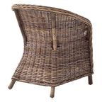 Set of Two Round Wicker Club Armchairs with Seat Cushion