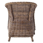 Set of Two Round Wicker Club Armchairs with Seat Cushion