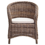 Set of Two Round Wicker Club Armchairs with Seat Cushion