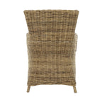 Set of Two Tan Textured Outdoor Dining Chairs with Beige Cushions