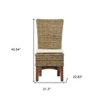 Set of Two Cream and Natural Dining Parsons Chairs