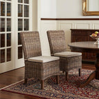 Set of Two Cream and Brown Dining Parsons Chairs