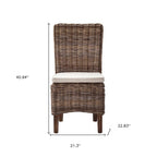 Set of Two Cream and Brown Dining Parsons Chairs