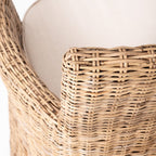 Set of Two Cream And Natural Rattan Dining Arm Chairs