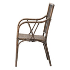 Set of Two Natural Rattan Slat Back Dining Arm Chairs
