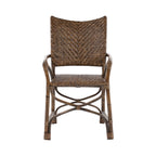 Set of Two Brown Open Back Dining Arm Chairs