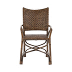 Set of Two Brown Open Back Dining Arm Chairs