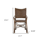Set of Two Brown Open Back Dining Arm Chairs