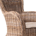 Set of Two Wide Edge Wicker Chairs with Seat Cushion