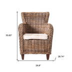 Set of Two Wide Edge Wicker Chairs with Seat Cushion