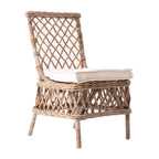 Set of Two Cream Woven Rattan Outdoor Accent Chairs