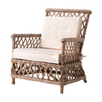 Set of Two Cream and Natural Cross Back Dining Arm Chairs