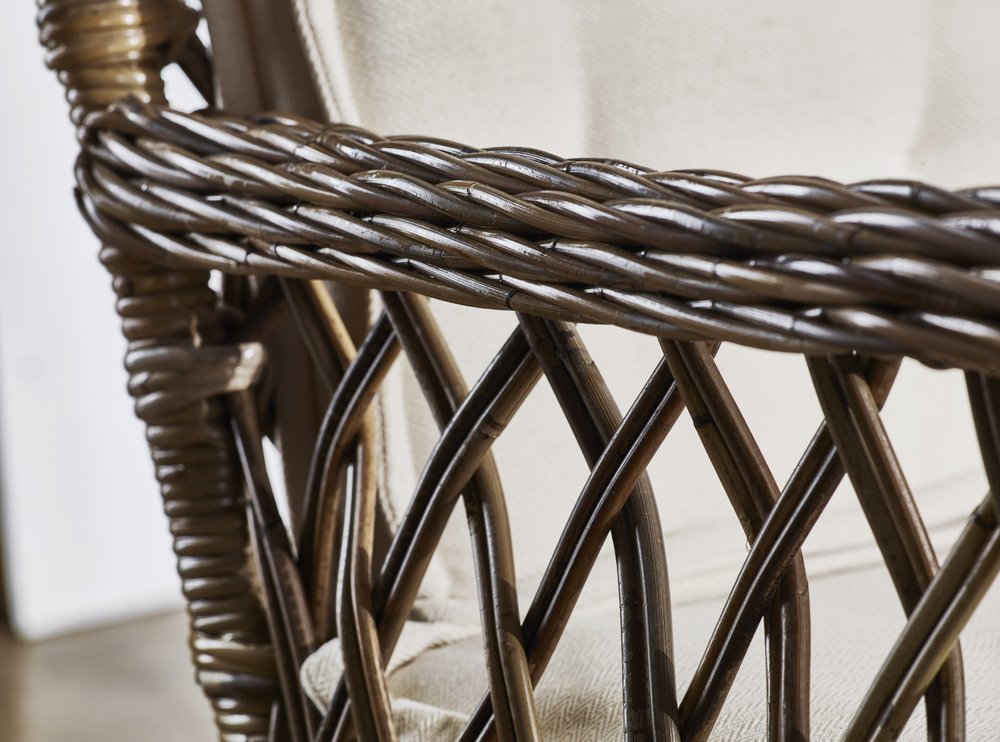 Set of Two Cream and Natural Cross Back Dining Arm Chairs