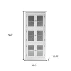 35" White Solid Wood Frame Standard Accent Cabinet With Six Shelves